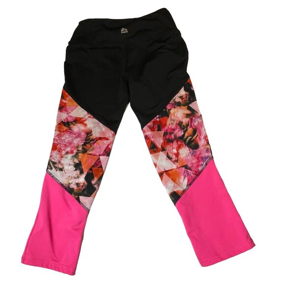 RBX Women's Floral & Geometric Print Leggings Small Black/Pink 88% Polyester 12% - Picture 2 of 6